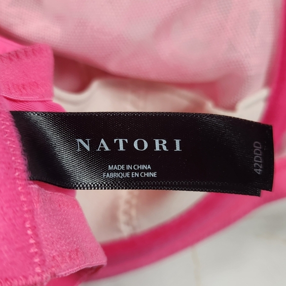 Natori True Decadence Bra Swiss Embroidery Sheer Lace Full Figure Pink 42DDD - Picture 13 of 14